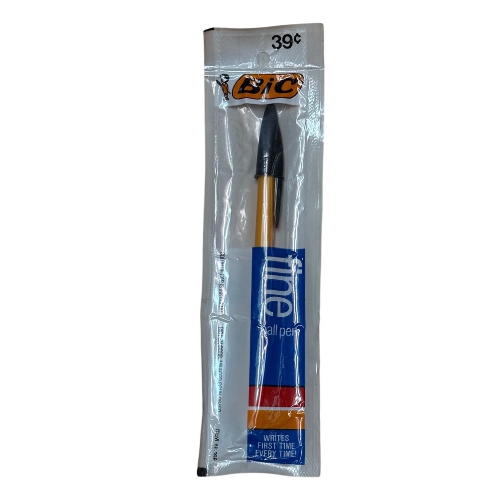 Vtg 1980s BIC Fine Point‎ Black Ink Ballpoint Pen Sealed NOS Nostalgic F-39P